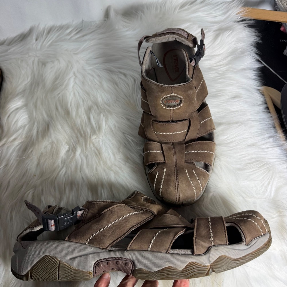 Teva Dozer 6748 Mens Brown Leather Hiking Sandals Water Shoes Size 14